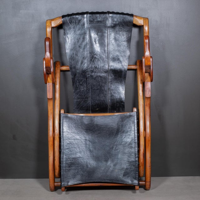 Don Shoemaker Rosewood and Leather Folding Arm Chairs, Mexico c.1960 For Sale - Image 11 of 11