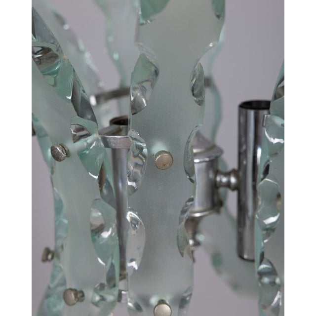 Vintage Worked Glass Chandelier from Zeroquattro, 1970s For Sale - Image 6 of 10
