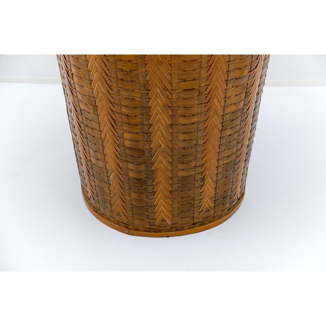 Wood Japanese Bamboo Wicker Basket with Lid, 1950s For Sale - Image 7 of 9
