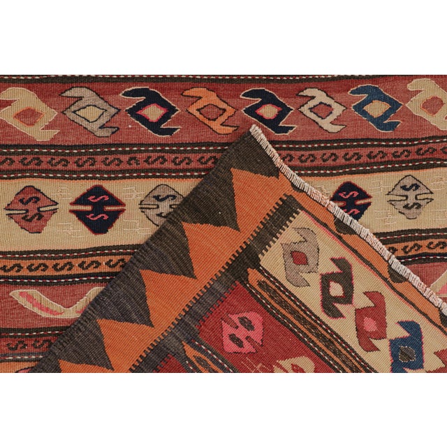 Textile Vintage Shahsavan Persian Kilim in Orange With Geometric Patterns by Rug & Kilim For Sale - Image 7 of 7