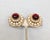 Mid-Century Modern Vintage 1950s Signed Napier Goldtone Cabochon Faux-Garnet & Pearl Clip Earrings-2 Pieces For Sale - Image 3 of 7