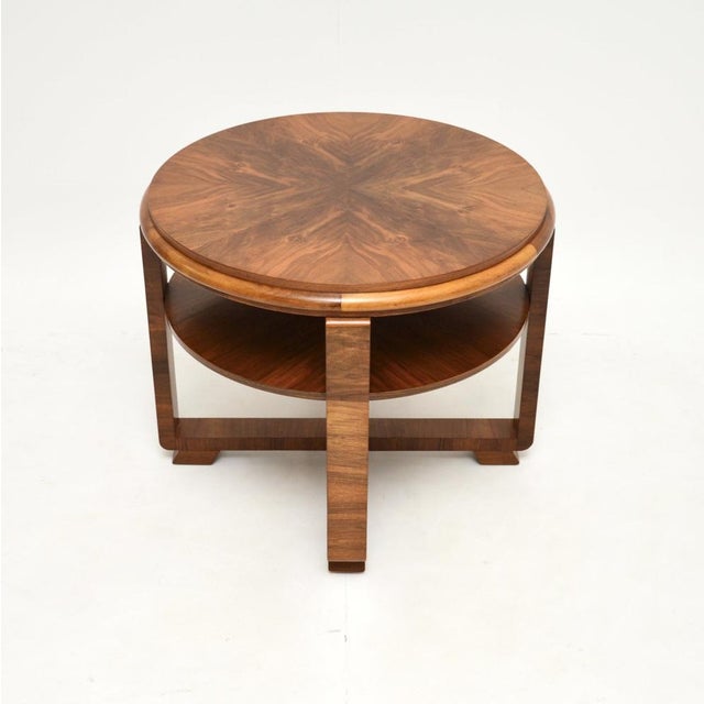 Large Art Deco Coffee Table in Figured Walnut, 1930s For Sale - Image 4 of 9