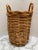 Camel Vintage Tall Rustic Wood Woven Decor & Storage Basket For Sale - Image 8 of 10