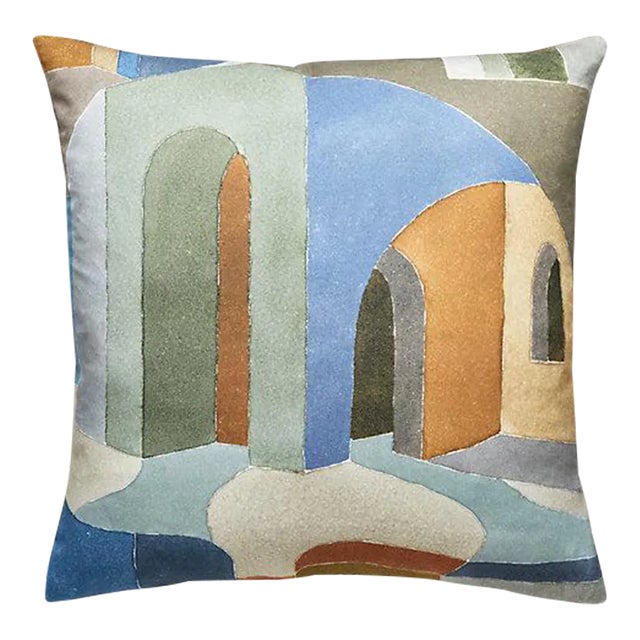 The House of Scalamandré Riad Cotton Print Pillow, Earth For Sale