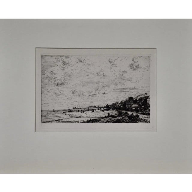 This is a mid 19th century etching entitled "Point de Depart de Guillaume de Normandie, Beuzeval, Emboucher de la Dives...