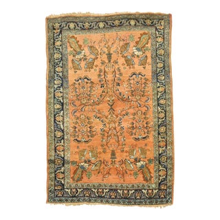 Elegant Terracotta Antique Mohajeran Persian Sarouk Rug For Sale