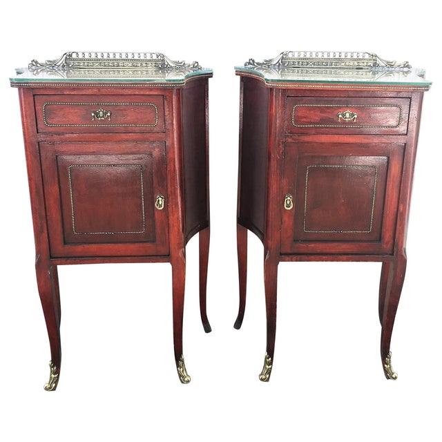 20th Mid-Century Modern Nightstands With Glass Top and Bronze Crest - a Pair For Sale - Image 13 of 13