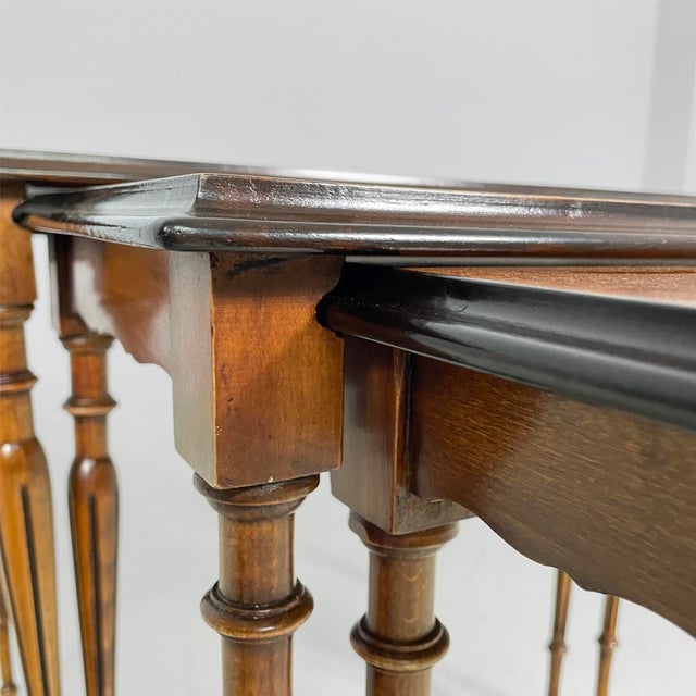 Black Mid-Century Modern Italian Wooden Nesting Coffee Tables, 1940s, Set of 3 For Sale - Image 8 of 11