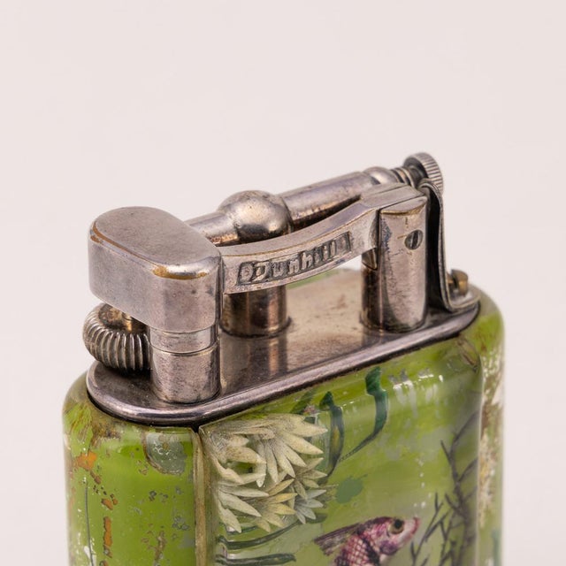Olive Vintage Tropical Baby Aquarium Table Lighter from Dunhill, 1950s For Sale - Image 8 of 11