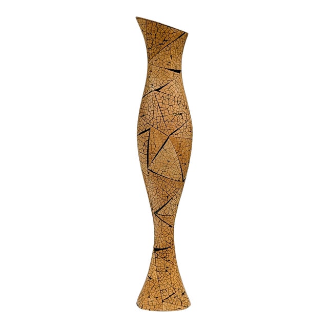 R & Y Augousti Style Eggshell Lacquer Tall Sculptural Spindle Vase For Sale