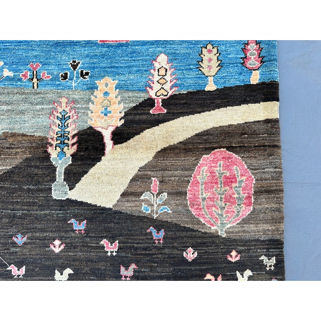 Landscape Gabbeh Hand-Knotted Wool Rug - 7'9" X 5'9" For Sale - Image 10 of 15