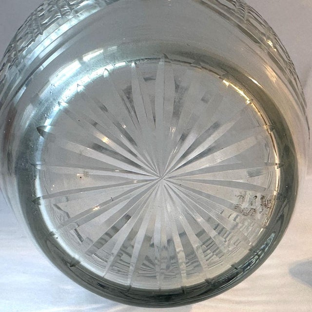 English Edwardian Cut Crystal Glass Decanter For Sale - Image 11 of 12