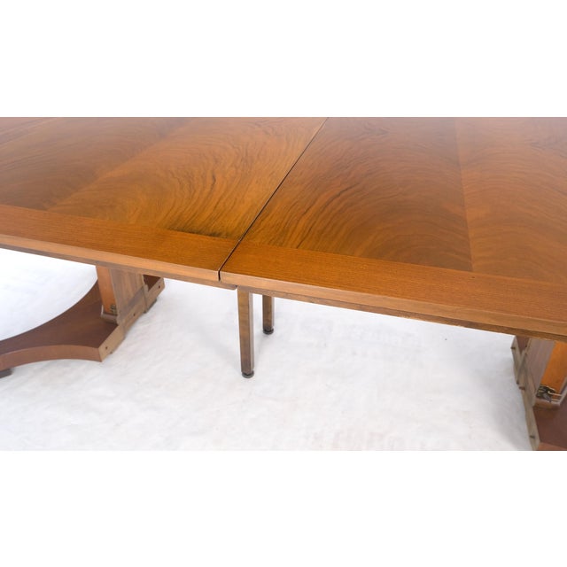 Baker LIght Walnut Round Octagon Single Base Two Leaves Dining Room Table For Sale - Image 9 of 12
