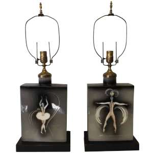 1950s Sascha Brastoff Lamps With Dancers - a Pair