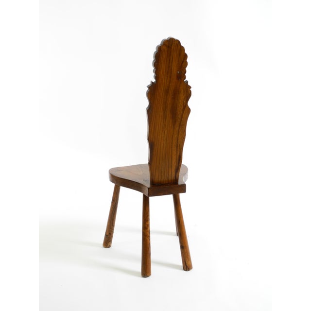 Brown Spanish Wooden Chair with Ornate Backrest, 1960s For Sale - Image 8 of 18