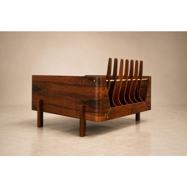 Pair of Brazilian Modern Rosewood and Mohair Armchairs by Bertomeu, 1960s For Sale - Image 4 of 18