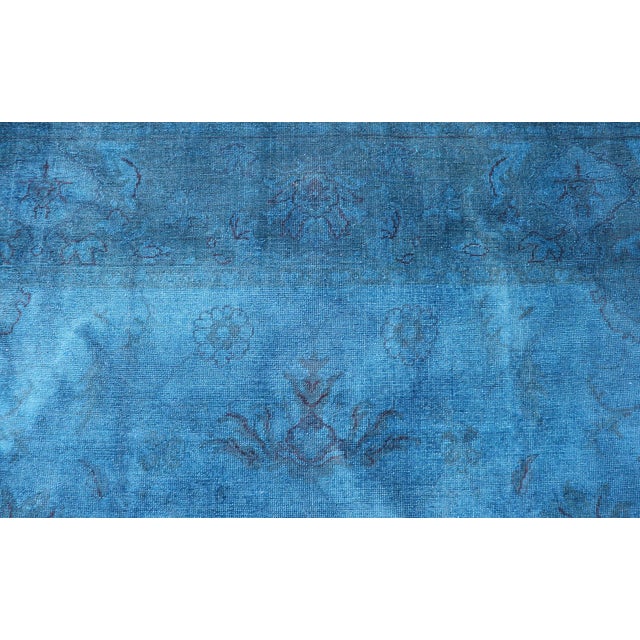 Large Turkish Oushak With Floral Design in Blue 10'3 X 16'7 For Sale - Image 11 of 16