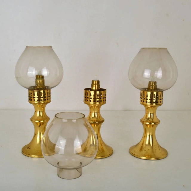 Scandinavian Brass Lantern Candleholders, Set of 3 For Sale - Image 3 of 6