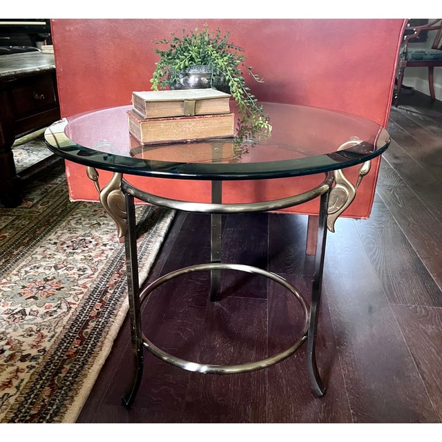1980s Design Institute of America Beveled Glass Swan Accent Table For Sale - Image 16 of 16