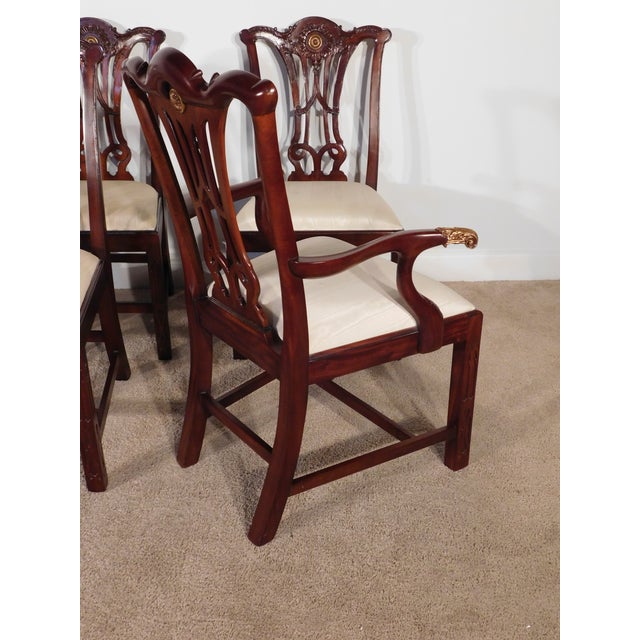 Set of 8 Maitland Smith Mahogany Chinese Chippendale Medallion Dining Chairs For Sale - Image 15 of 16