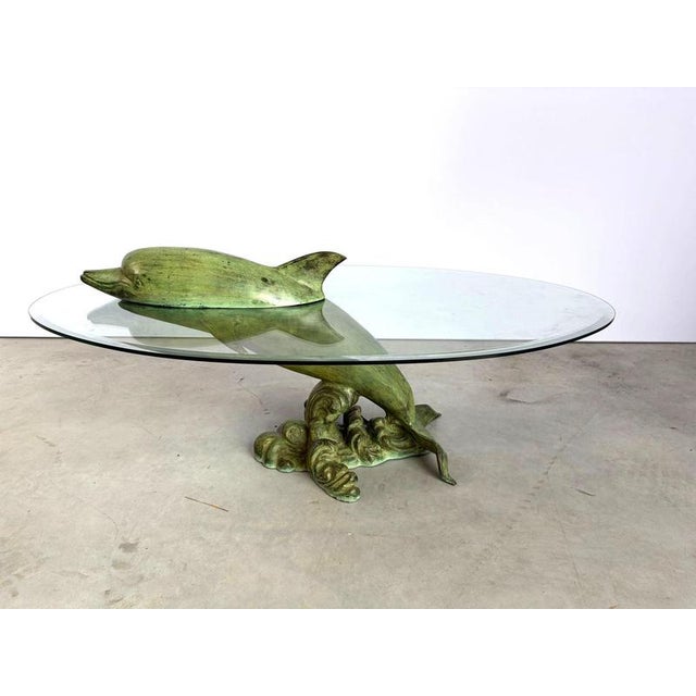 1970s Vintage Brass Dolphin Coffee Table, France, 1970s For Sale - Image 5 of 15