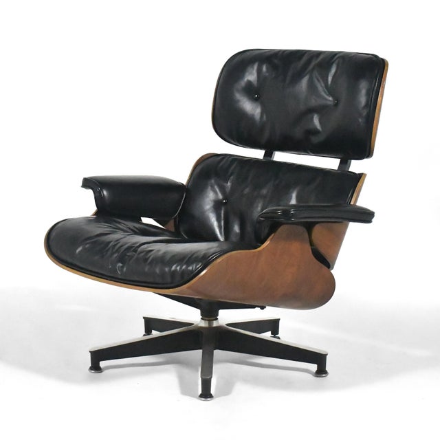 Rare Pair of Early Rosewood Eames Lounge Chairs For Sale - Image 9 of 15