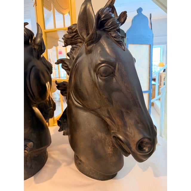 Extra Large Heavy Resin Horse Head Sculptures For Sale - Image 4 of 10
