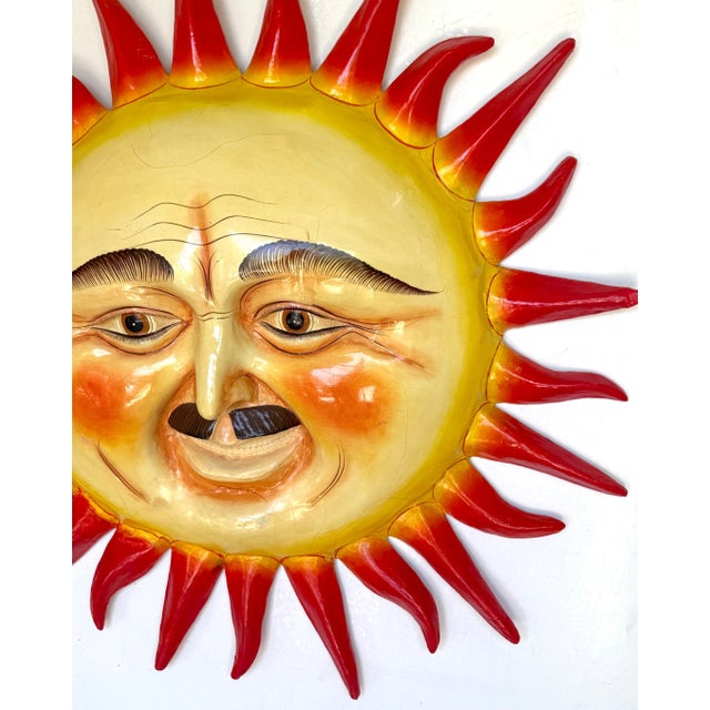 Monumental Signed Sergio Bustamante "Un Hombre con Bigote" Smiling Sun Sculpture For Sale - Image 15 of 18