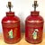 Pair English-Style Chinoiserie Red Tole & Gilt Tea Caddy Lamps, 20th Century This elegant pair of English-style...