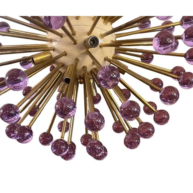 Glass 1980s Italian Sputnik Chandelier With Purple Murano Glass For Sale - Image 7 of 8