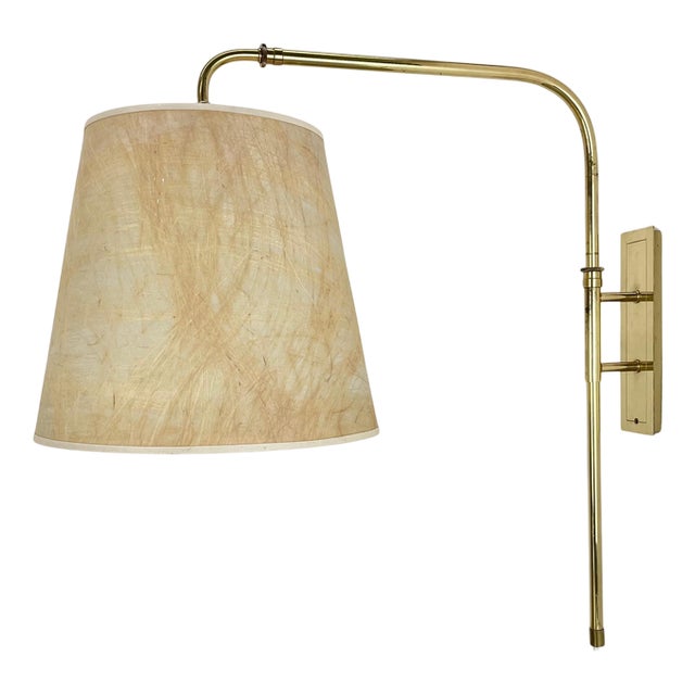 Large Adjustable Brass Wall Light in the style of Stilnovo, Italy, 1950s For Sale