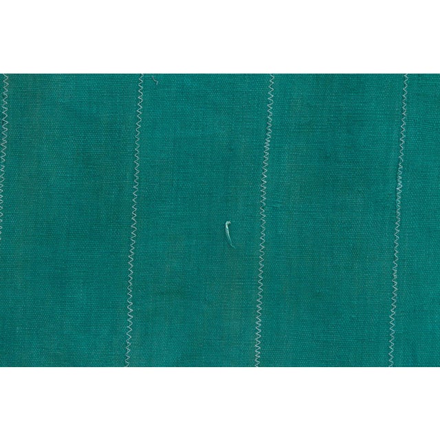 Vintage African Teal Stitched Path Throw For Sale - Image 4 of 6
