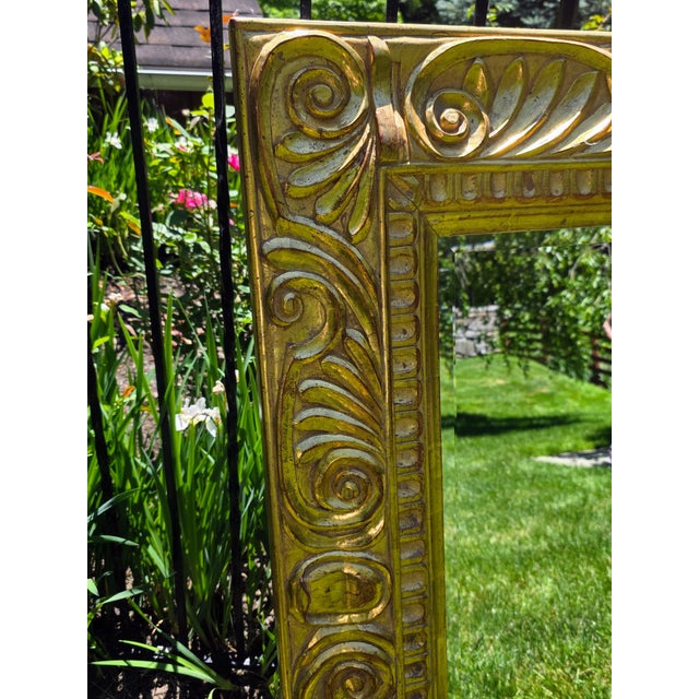 Italian 1990s Large Italian Carved Giltwood Mirror 68x46 For Sale - Image 3 of 13