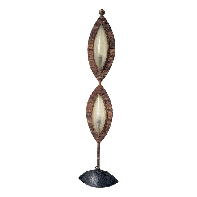 Vintage Bronze and Rope Floor Lamp, 1970 For Sale