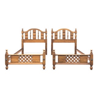 Solid Gothic Style Twin Beds - a Pair For Sale