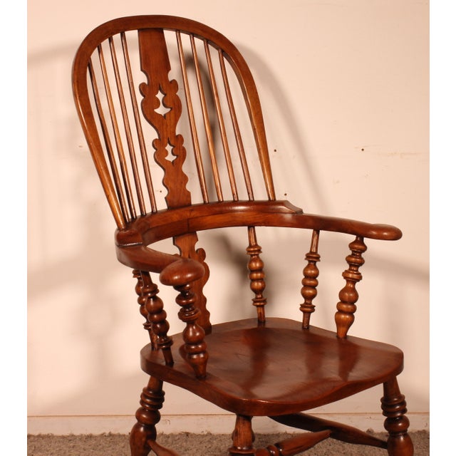 19th Century Windsor Oak Armchair For Sale - Image 3 of 11