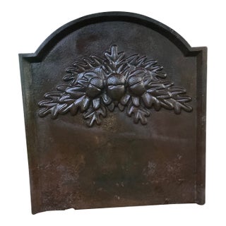 Late 20th Century Cast Iron Fireplace Fireback With Oak Leaf Installation For Sale