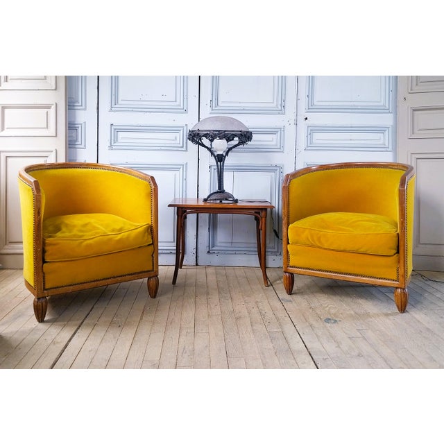 Art Deco Barrel Chairs in Velvet, 1930, Set of 2 For Sale - Image 14 of 15