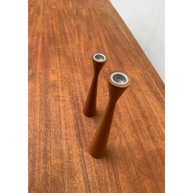 Vintage Danish Teak Candleholders, Set of 2 For Sale - Image 3 of 18