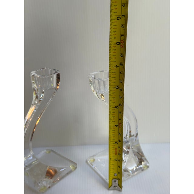 Vintage 1980s Nachtmann Germany "Duetto" Crystal Carved 6"high Candleholders Set of Two(2) For Sale - Image 11 of 17