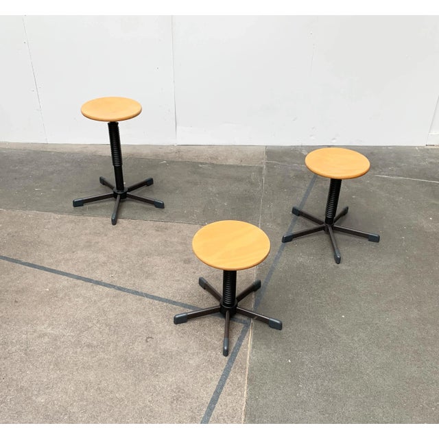 Vintage German Industrial Workshop or Office Stools, Set of 3 For Sale - Image 16 of 18