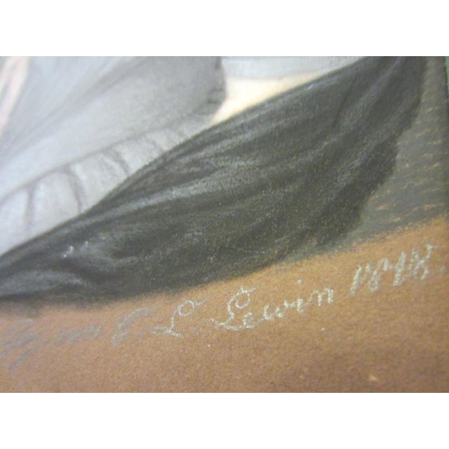 G L Lewin Pastel Gouache Portrait Signed Circa 1848 Rococo Gilt Frame For Sale - Image 13 of 14
