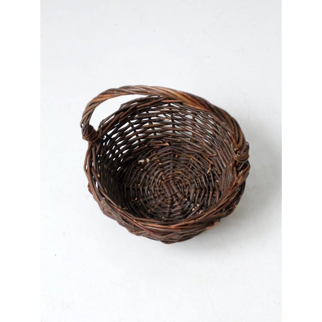 Vintage Wicker Handle Basket For Sale - Image 4 of 7