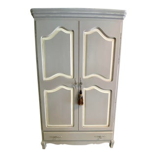 Vintage French Country Wardrobe Cabinet For Sale