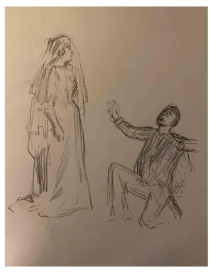 Charles Paul Renouard, The Proposal, Pencil Drawing, Early 20th Century