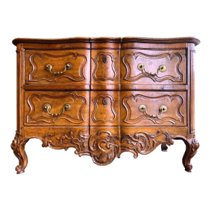 18th Century Louis XV Hand-Carved French Walnut Provincial Commode