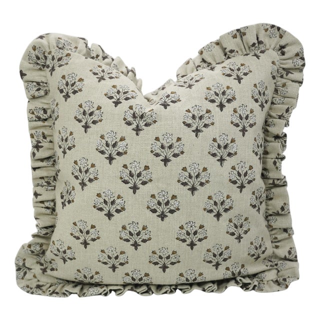 Diwali Flower Thick Linen Ruffle Pillow Cover Premium 14x14 Inch Decorative Cushion For Sale