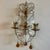 Antique set of Italian candle sconces with crystals and Amber glass beads. Each holds two candles.