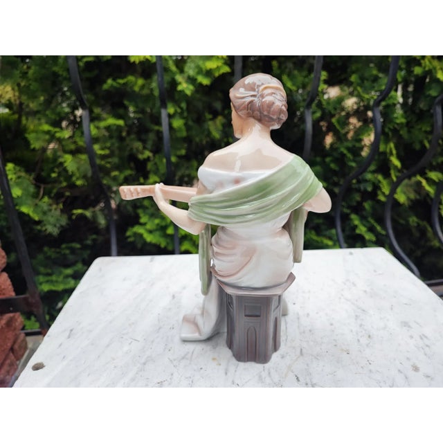 Beige Danish Porcelain Figurine of Woman Playing Guitar from Bing & Grondahl, 1950s For Sale - Image 8 of 12