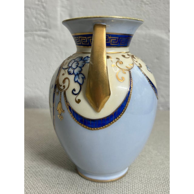 Antique Morimura Bros. Nippon Double-Handled Porcelain Vase - Hand-Painted Floral For Sale - Image 10 of 10